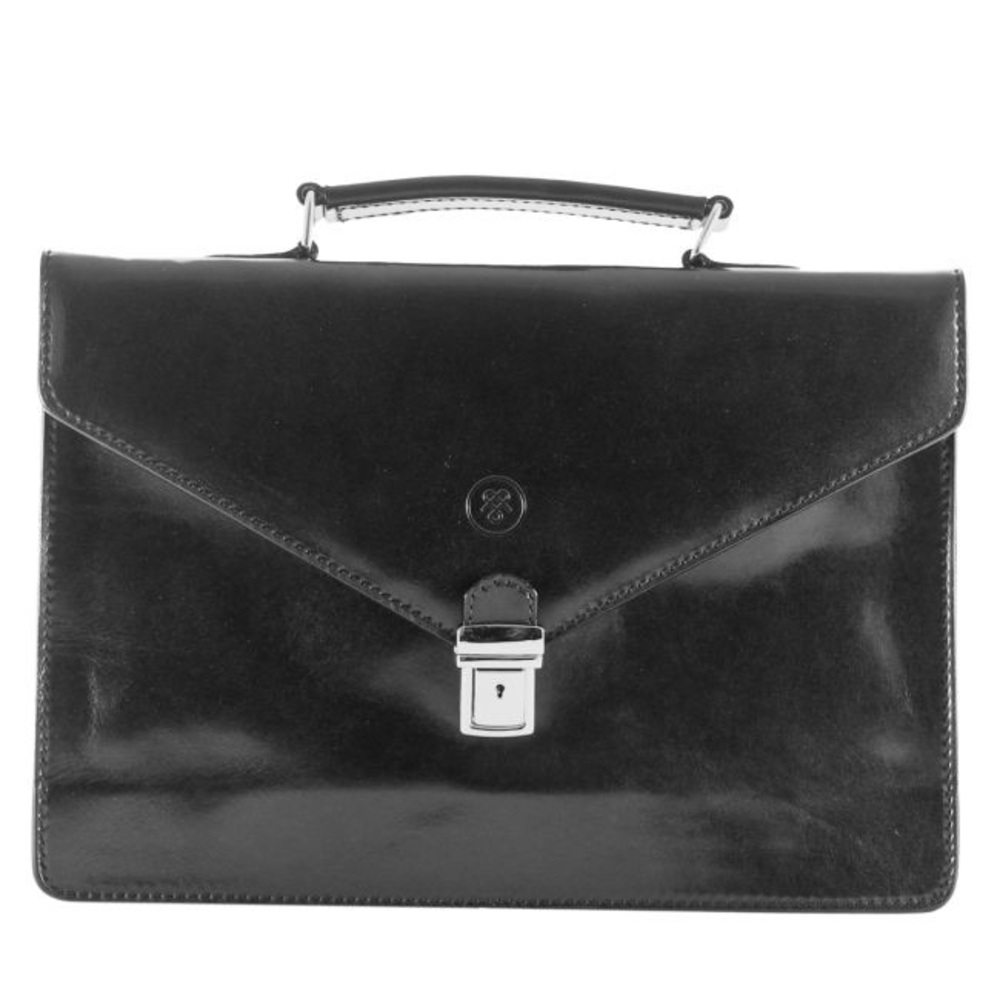 Sleek Black Maxwell Scott Italian Leather Briefcase